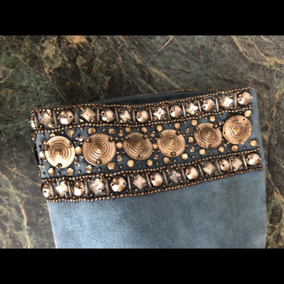 Giuseppe Zanotti blue suede  boots, sz.8.5, good - Picture 7 of 8